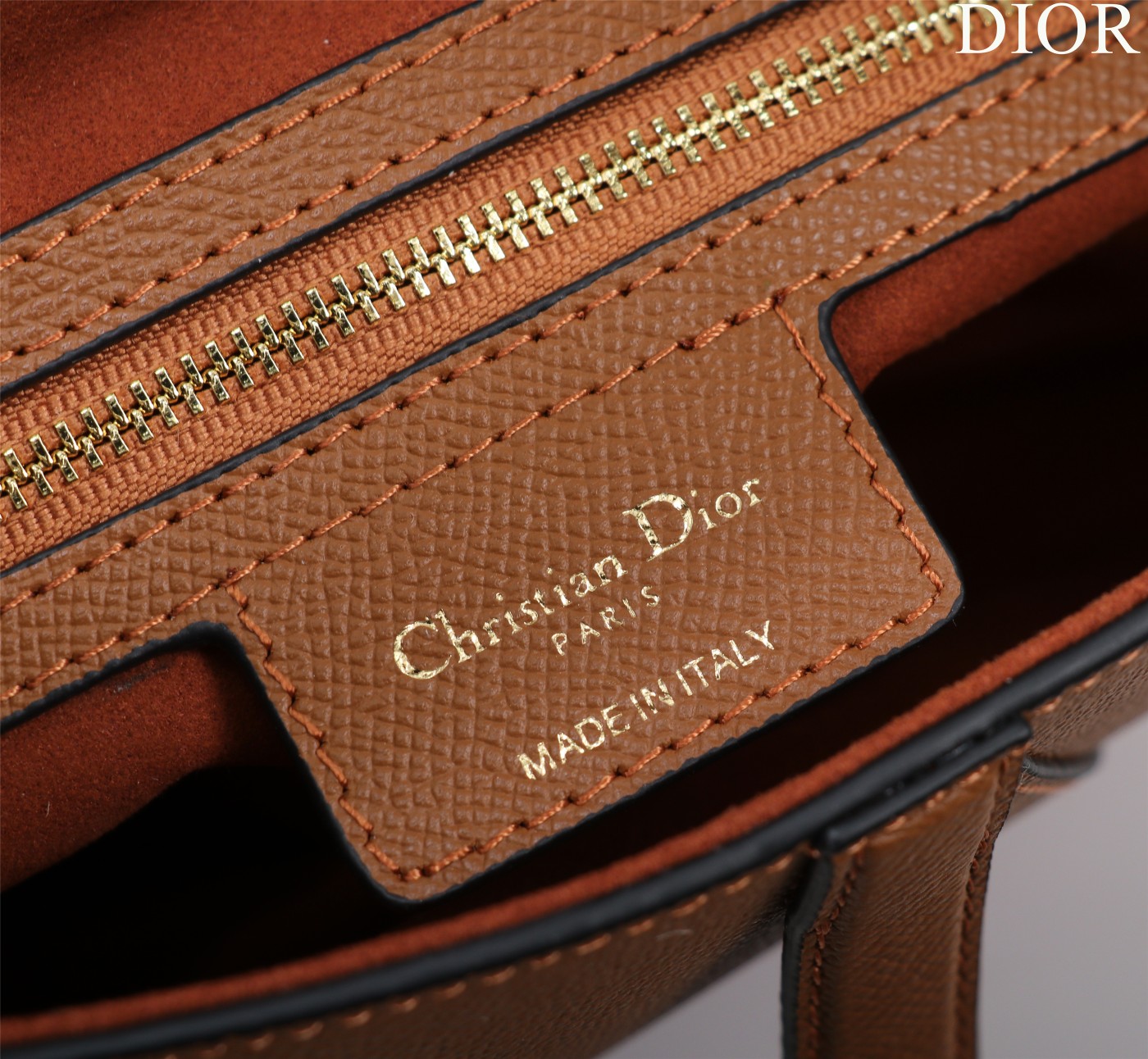 Saddle Bag with Strap Tan Grained Calfskin